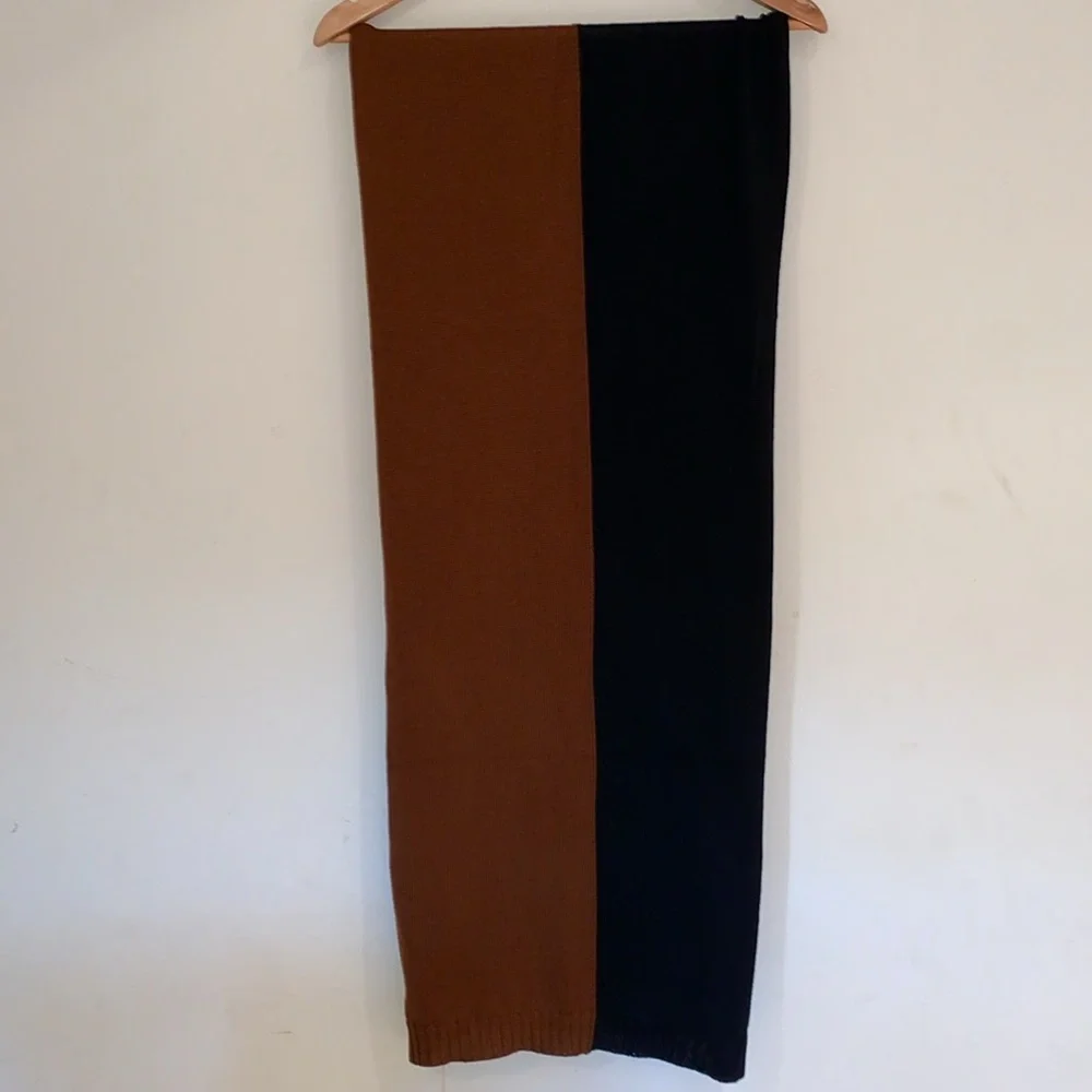 NWT Summersalt two-tone colorblock brown black knit scarf 44 x 70